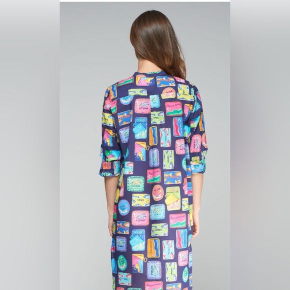 VILAGALLO- Danny dress Sardinas navy voile NWT - Picture 2 of 3